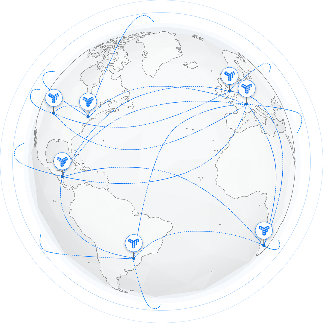 globe showing different path a parcel might take to get to the recipient